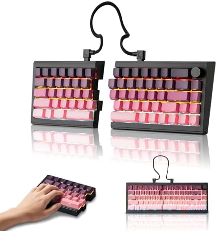 ZORNHER ST68 Wireless Ergonomic Split Mechanical Keyboard,65% Pink & Purple Creamy Thocky TKL Gaming Keyboard with Knob,Lighted Up PBT Keycaps,Cream Switches
