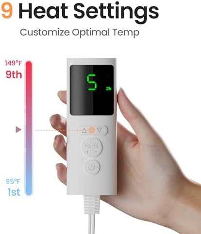 Heating Pad for Back Period Cramps Neck Shoulder, 12''×24'' Electric Heating Pad with 9 Heat Settings Auto Shut-Off and Rapid Heating, Ideal Gift for Women Men