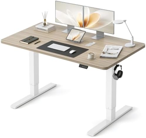 CubiCubi 48x30 Large Electric Standing Desk, 30" Deep Desktop, Light Walnut
