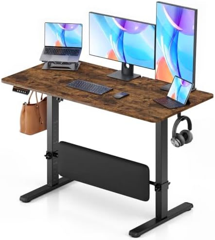 47" x 24" Electric Standing Desk with Adjustable Footrest, Rustic Brown