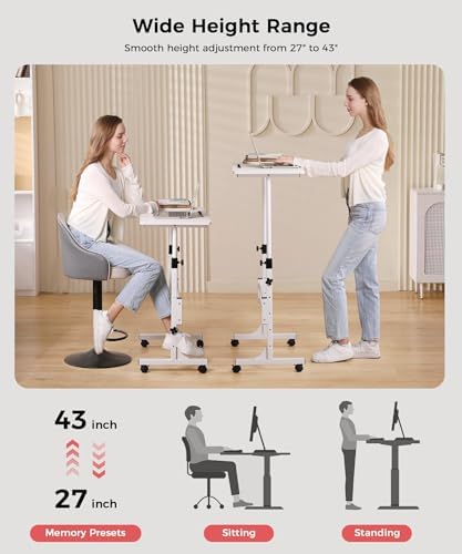 KLSMYHOKI Standing Desk Adjustable Height, Mobile Stand Up Desk with Wheels