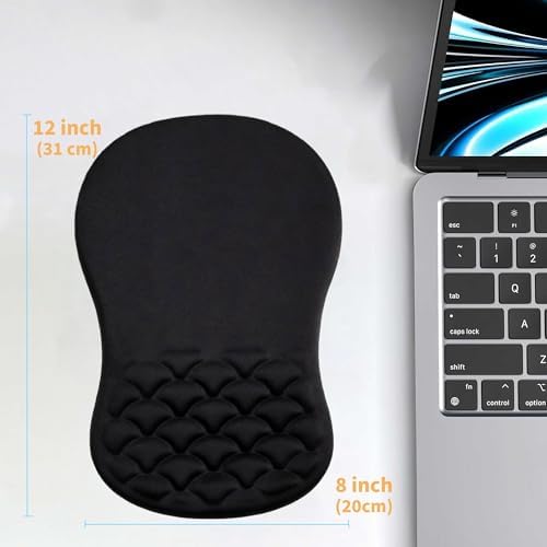 Ergonomic Mouse Pad Wrist Support with Massage Design,Classic Black Wrist Pain Relief Mousepad with Memory Foam,Non-Slip PU Base