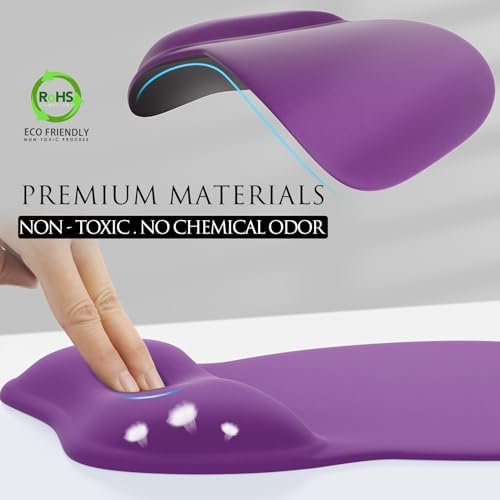 MROCO Ergonomic Mouse Pad with Gel Wrist Rest, 9.4 x 8.1 in, Violet Purple