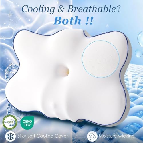 Ultra Cooling Cervical Pillow for Neck Pain Relief, Patented Side Sleepers