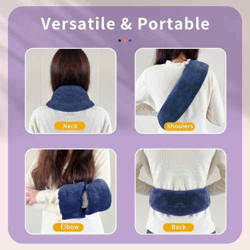 Neck Heating Pad Microwavable with Machine Washable Cover Weighted Microwave Heating Pad Neck Wrap for Shoulder Back Pain Relief, Warm Rice Bag Pack for Cramps Hot Cold Therapy 1.5lbs Lavender Scented