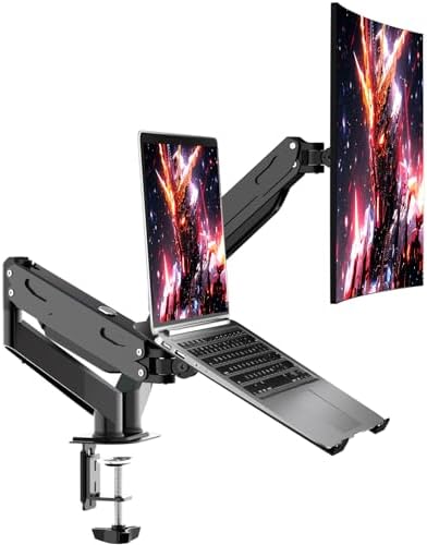 Pholiten Monitor and Laptop Mount for Max 32" Screen and 17" Notebook