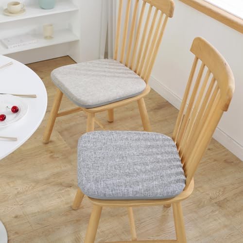 High Resilience Memory Foam Chair Cushion 19"x19"x2" Set of 2 Square Chair Pads and Washable Cover Non Slip Seat Cushions for Indoor Dining Room Kitchen and Office Chairs (Grey,19"x19")