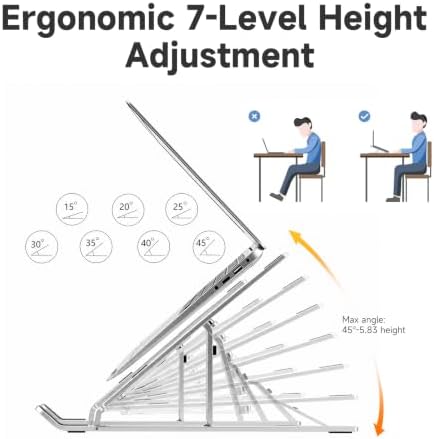 tongyu Laptop Stand Ergonomic Laptop Riser 7 Levels Height Adjustment