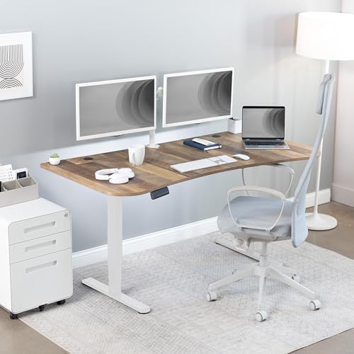 VIVO Reclaimed Wood 63 x 32 in Standing Desk, DESK-KIT-2W1P