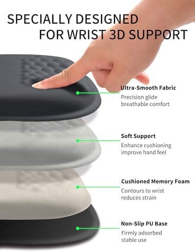 Hokafenle Ergonomic Wrist-Hugging Mouse Pad Wrist Support, U-Shaped Holding Wrist Rest Mousepad for Carpal Tunnel Pain Relief with Cushioned Memory Foam Slope Massage Bulge (10.2x8.3 in,Dark Grey)