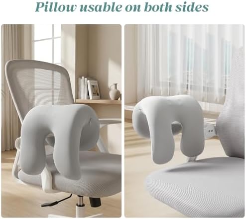 SheRest Office Chair Neck Pillow, Memory Foam Ergonomic Nap Pillow Office Chair Headrest Accessory, Neck Support Pillow Ideal for Office and Gaming, Gray