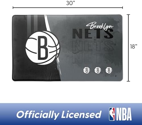 Northwest NBA Brooklyn Nets Embossed Anti-Fatigue Mat, Cushioned Kitchen Floor Rug, Non-Slip PVC Standing Comfort, 18 x 30 in