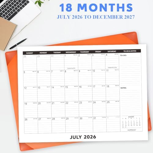 KOPEESY Desk Calendar 2026-2027 with Protective Mat 22" x 17"