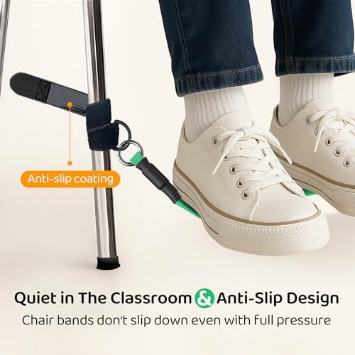 ELETIUO 3-Pack Sensory Fidget Bands for Kids - Silent Stress Relief & Focus Tool for ADHD, Autism & Fidgety Feet,Anti-Slip Chair Bands Fit Legs 14" to 20" Wide for Classroom & Home (Red/Blue/Green)