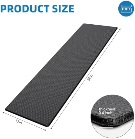 Kitchen Mats for Floor, Extra Long Anti-Fatigue Kitchen Rug, Black