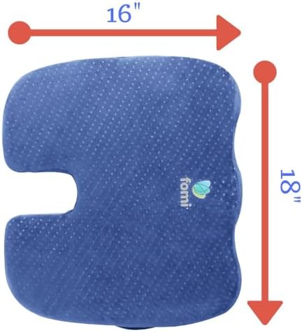 FOMI Extra Thick Firm Coccyx Orthopedic Memory Foam Seat Cushion | Black Large Cushion for Car or Truck Seat, Office Chair, Wheelchair | Back Pain Relief