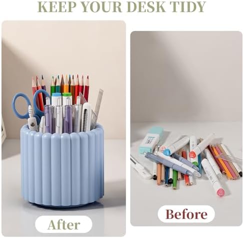 Anyoifax Rotating Pen Holder for Desk Removable Pencil Cup, Small Blue