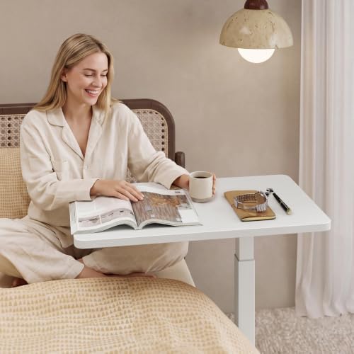 ROMOON Over Bed Table with Wheels, Height Adjustable Hospital Bedside Table