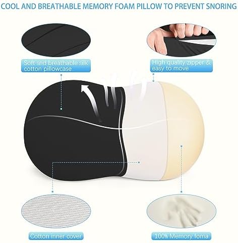 Cervical Memory Foam Pillows: Neck Support Pillows for Sleeping - Side Sleeper Pillow for Shoulder Pain | Contour Support Bed Pillow for Side Back Stomach Sleepers (Black)