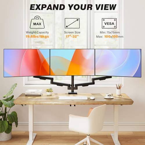 5Rcom Triple Monitor Mount Stand for 17-34 Inch Computer Screens
