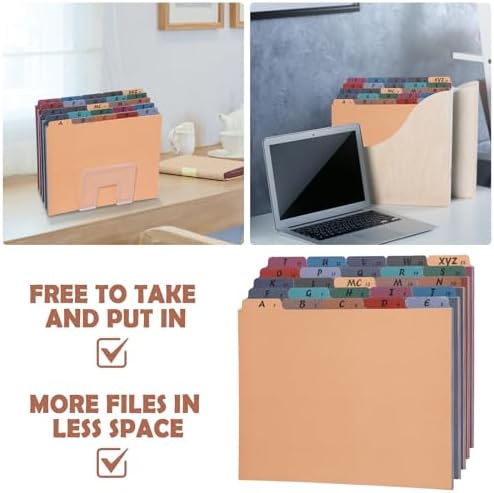 gisgfim 25 Alphabet File Guides, A‑Z Top‑Tab File Cabinet Dividers, Neutral