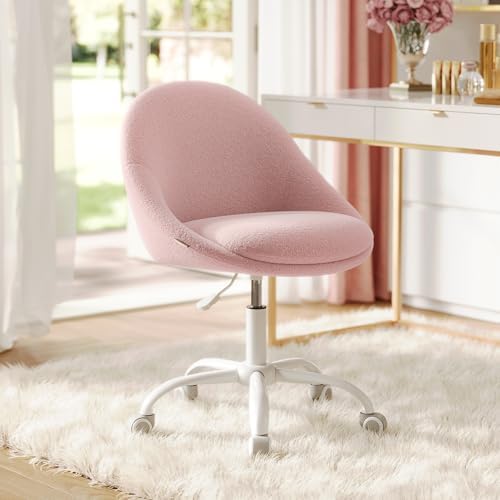 VASAGLE Vanity Chair, Adjustable Swivel with Back and Wheels