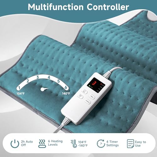 Heating Pad for Mom Christma s Birthday Gifts, 17"x33" Large Heating Pads for Back Pain Period Cramps Relief & Relax, Moist/Dry Heat Pad 6 Heat Levels, 4 Timer Auto Shut Off