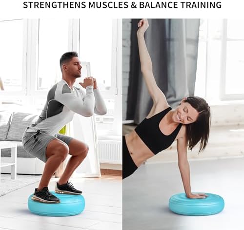Inflated Wobble Cushion,Dyna Disc,Circular Non-slip Texture for Comfortable Sitting,Wiggle Seat to Improve Posture, Fitness, Stability for Sensory Adults,Balance Seat with Pump for Core Strength
