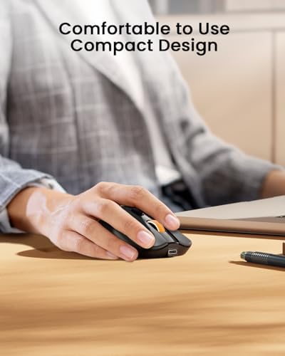 ProtoArc EM15 USB C Mouse, Bluetooth Wireless Mouse for MacBook, Black
