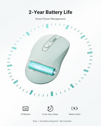 USB Wireless Mouse for Laptop PC Mac, 2.4GHz Cordless Mouse-Mint Green