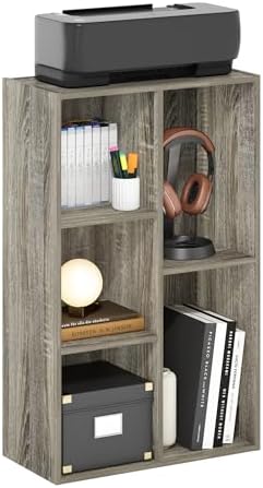 Furinno LUDER Book Shelf, 5-Cube Bookshelf, Reversible Bookcase, 9.4 x 19.5 x 31.5, Easy Assembly, for Living Room, Bedroom, Home Office, French Oak