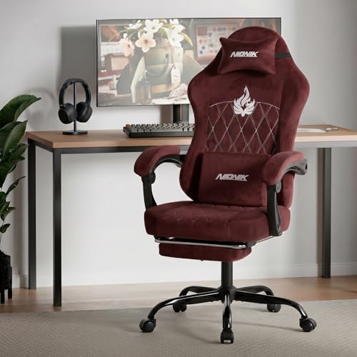 Ergonomic Gaming Chair Video Gamer Chairs Gaming Computer Chairs Gamer Chairs for Adults Massage Lumbar Support Swivel Height Adjustable Headrest Backrest RED