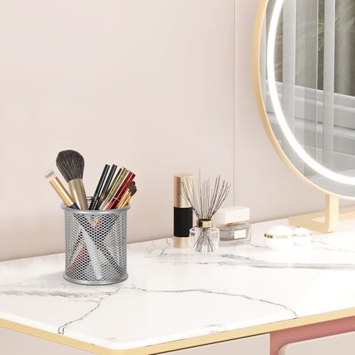 EasyPAG Pencil Holder for Desk, 2 Pack Metal Pen Organizer, Mesh Pencil Cup Organizer for Home, Office, Classroom, School, Silver