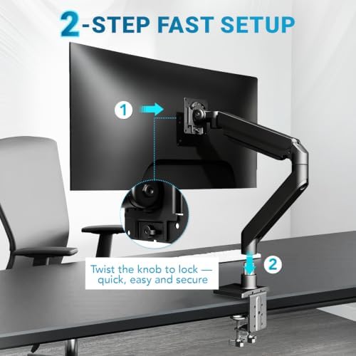 Heavy Ergonomic Single Monitor Arm Desk Mount for up to 57"Screens