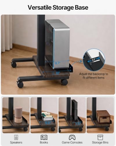 HUANUO 28" Mobile Standing Desk with Drawer and Charging Station