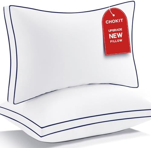 CHOKIT Gusseted Pillows King Size Set of 2, Fluffy Bed Pillows for Sleeping
