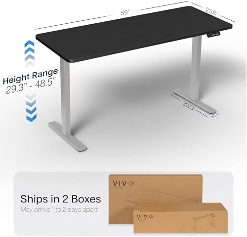 VIVO Black 60 x 24 in Standing Desk, DESK-KIT-1G6B
