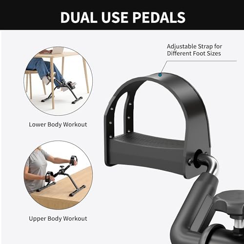 Pedal Exerciser Mini Stationary Cycle with Adjustable Resistance, Under Desk Bike for Home Exercise Equipment, Lightweight and Compact