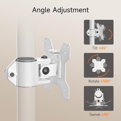 suptek Single Head and Plate Vesa Pole Mount Bracket for Suptek Monitor Mount,White(MD6TBW-2)