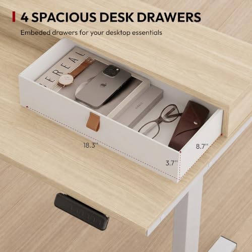 SANODESK 71x63 Electric L-Shaped Corner Standing Desk with 4 Drawers