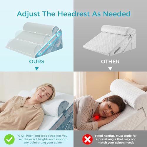 BDEUS 3PCS Wedge Pillow Set for After Surgery, Back Pillow for Bed Sitting up, Orthopedic Foam Wedge Pillow for Acid Reflux Sleep Apnea Back Pain Relief, Post Surgery Pillow for GERD & Snoring, Navy