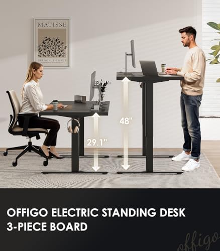 OffiGo 79 Inch Executive Electric Standing Desk Height Adjustable, Black