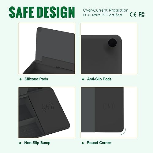 SELEAD Desktop Glass Whiteboard with Wireless Charger and Storage, Black