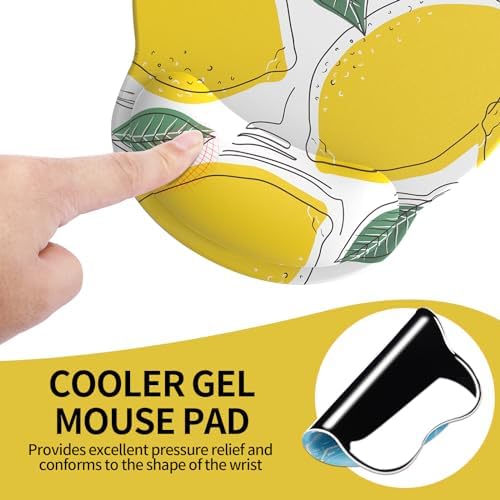 eulps Mouse Pad with Wrist Rest, Comfortable Computer Mousepad with Gel Wrist Support Smooth Surface and Non-Slip PU Base for Pain Relief, Laptop, Office & Home (Lemon)