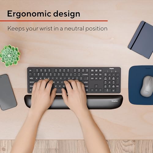 Staples TECH Gel Keyboard Wrist Rest, Non-Slip, Black Crystal