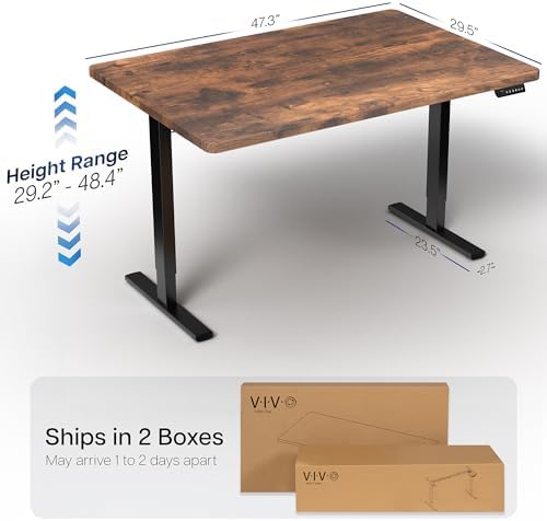VIVO Rustic Vintage Brown 48 x 30 in Standing Desk, DESK-KIT-1B5N