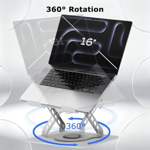 Adjustable Laptop Stand 360°Rotation Computer Riser for Desk, Silver
