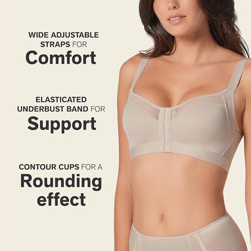 Leonisa Multi-Benefit – Posture Corrector Bra, Wireless Front Closure Posture Bra with Contour Cups and Back Support