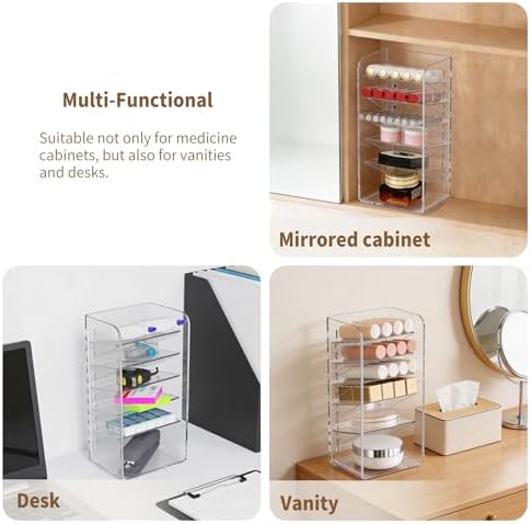 PAVSTINE 5-Tier Slanted Medicine Cabinet Organizer, Clear