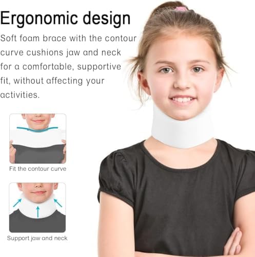 Kids Neck Brace for Neck Pain and Support, Soft Foam Cervical Collar Adjustable Youth Neck Support for Childrens Whiplash and Childs Torticollis Neck Stabilizer